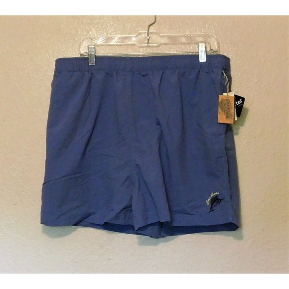 Caribbean Swimwear Shorts Trunks XL Blue Mesh Lining Elastic Waist NEW - Picture 6 of 8